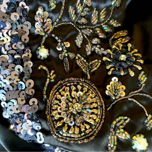 Brand new buttery soft black satin one shoulder dress with hand embroidery 💥💥 - Picture 4 of 9